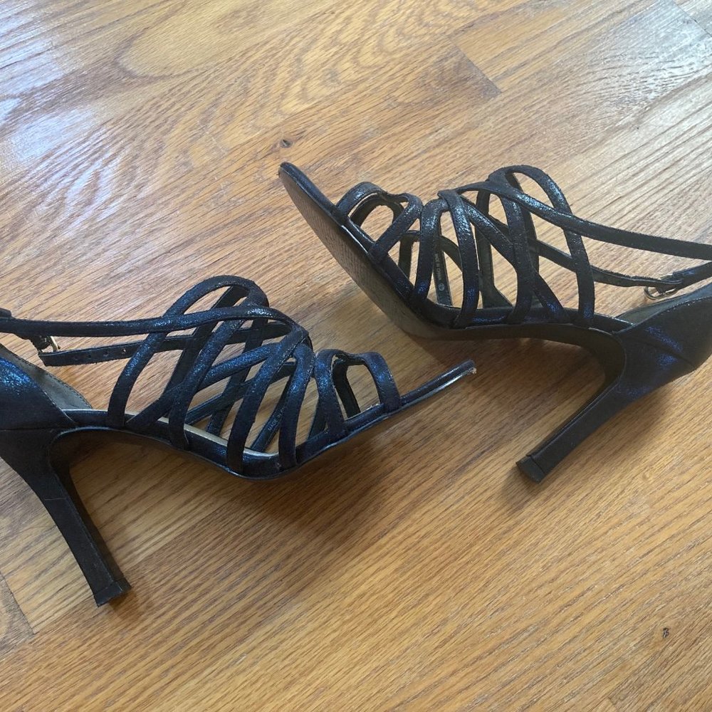 Papell Studio Black Strappy Heels - Picture 2 of 16